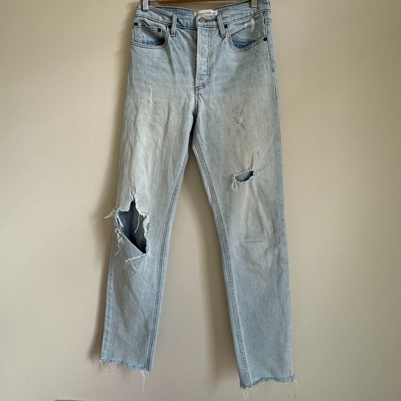 DENIM FORUM The Yoko HIgh Rise Slim Ripped Jeans Size 27 - Picture 1 of 4